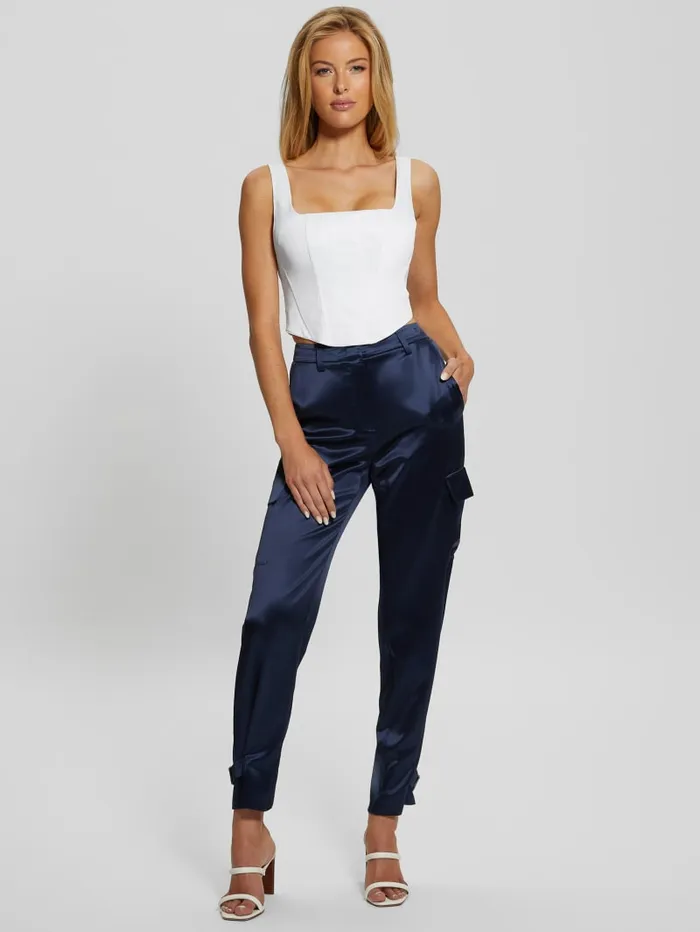GUESS Bottoms Marzia Satin Joggers Green 8211 Women