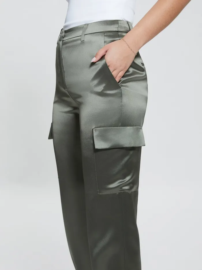 GUESS Bottoms Marzia Satin Joggers Green 8211 Women