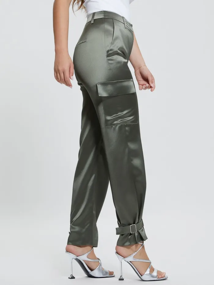 GUESS Bottoms Marzia Satin Joggers Green 8211 Women