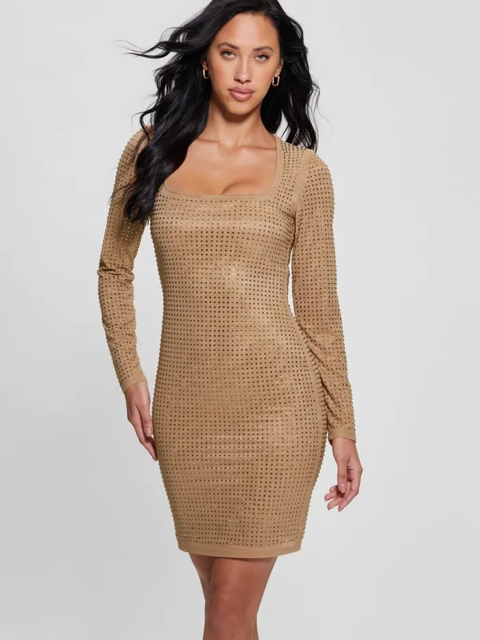 GUESS Dresses and Jumpsuits Emilie Rhinestone Dress Beige 8211 Women