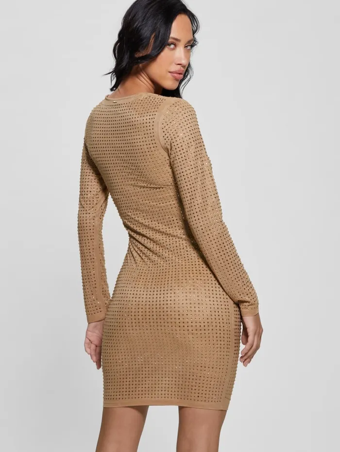 GUESS Dresses and Jumpsuits Emilie Rhinestone Dress Beige 8211 Women