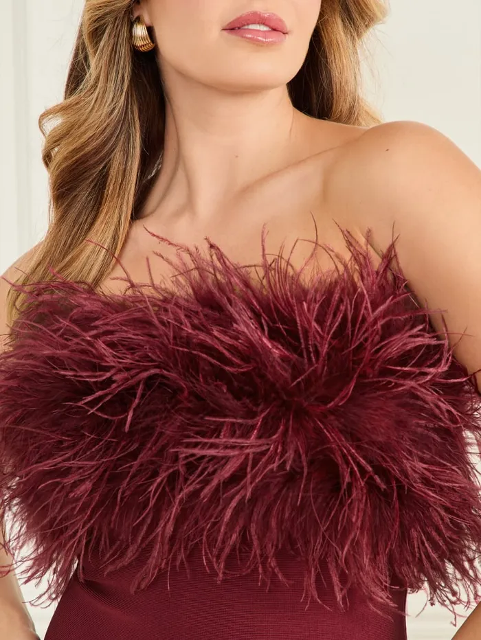 GUESS Dresses and Jumpsuits Evita Feather Bandage Dress Red 8211 Women
