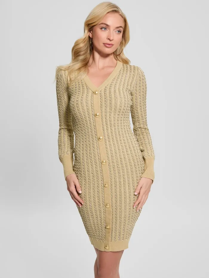 GUESS Dresses and Jumpsuits Josie Button Sweater Dress White 8211 Women