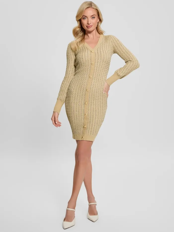 GUESS Dresses and Jumpsuits Josie Button Sweater Dress White 8211 Women