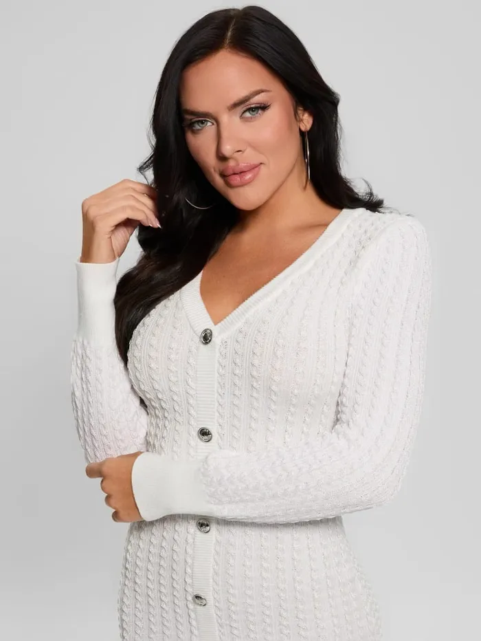 GUESS Dresses and Jumpsuits Josie Button Sweater Dress White 8211 Women