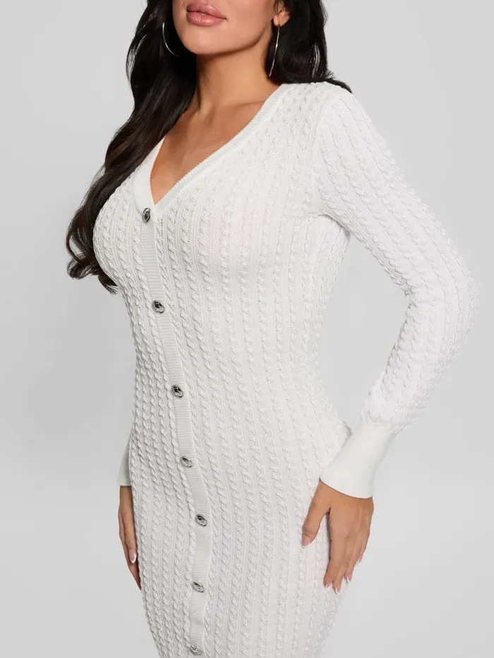 GUESS Dresses and Jumpsuits Josie Button Sweater Dress White 8211 Women