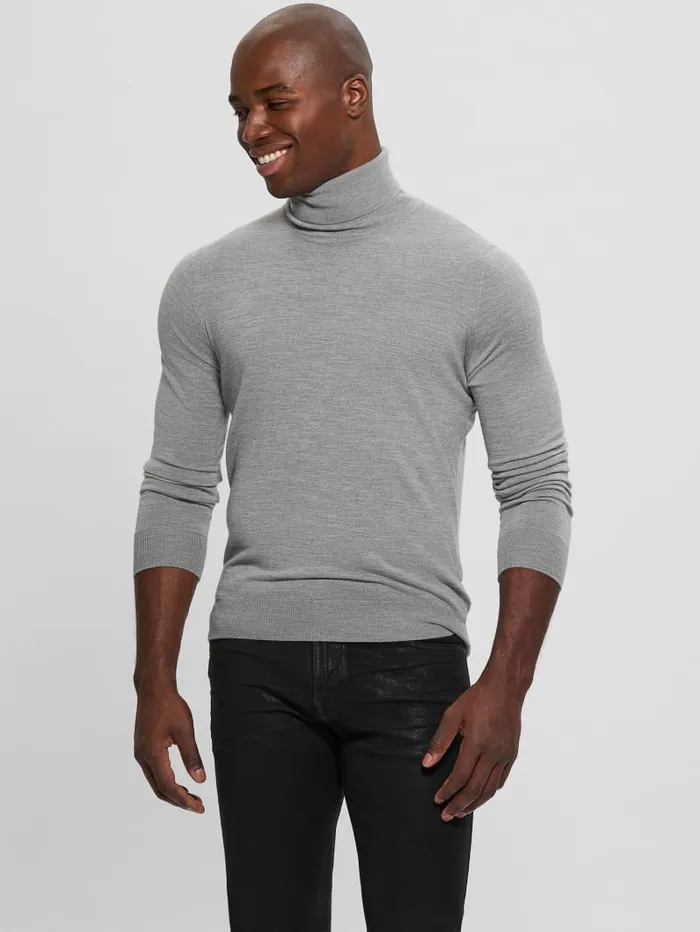 GUESS Essentials Shop Fred Wool Turtleneck Sweater Gray 8211 Men