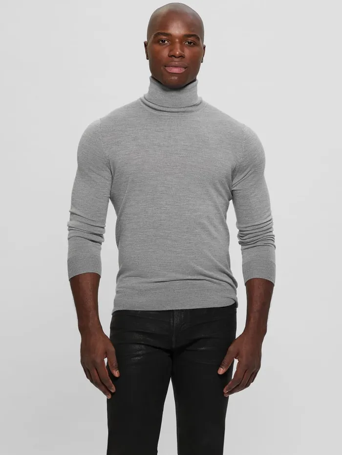 GUESS Essentials Shop Fred Wool Turtleneck Sweater Gray 8211 Men