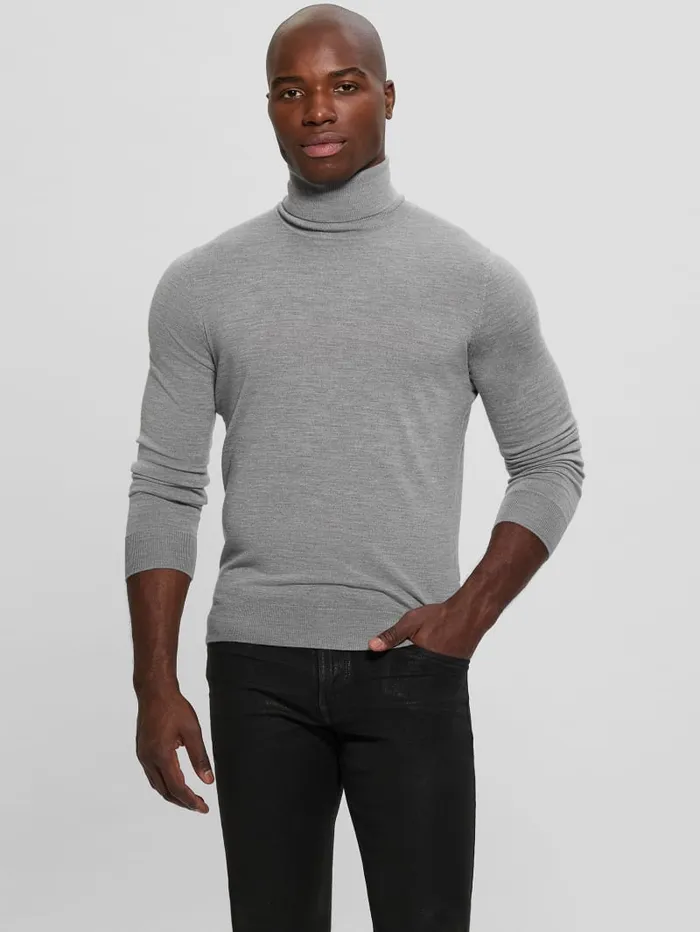 GUESS Essentials Shop Fred Wool Turtleneck Sweater Gray 8211 Men