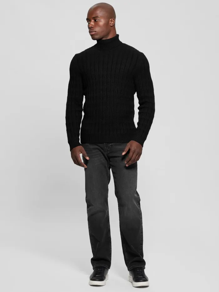 GUESS Featured Styles Eco Ezra Turtleneck CableKnit Sweater White 8211 Men