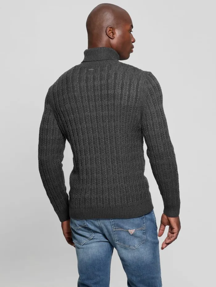 GUESS Featured Styles Eco Ezra Turtleneck CableKnit Sweater White 8211 Men