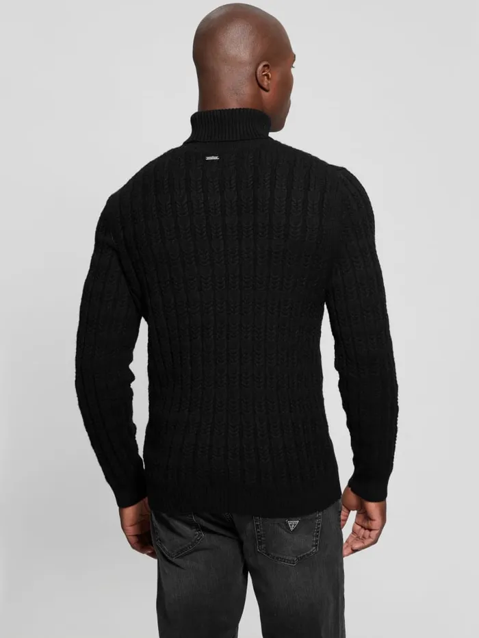 GUESS Featured Styles Eco Ezra Turtleneck CableKnit Sweater White 8211 Men