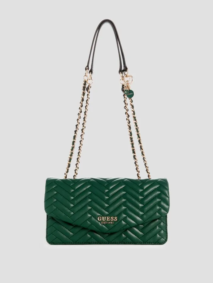 GUESS Handbags Anning Woven Convertible Crossbody Green 8211 Women