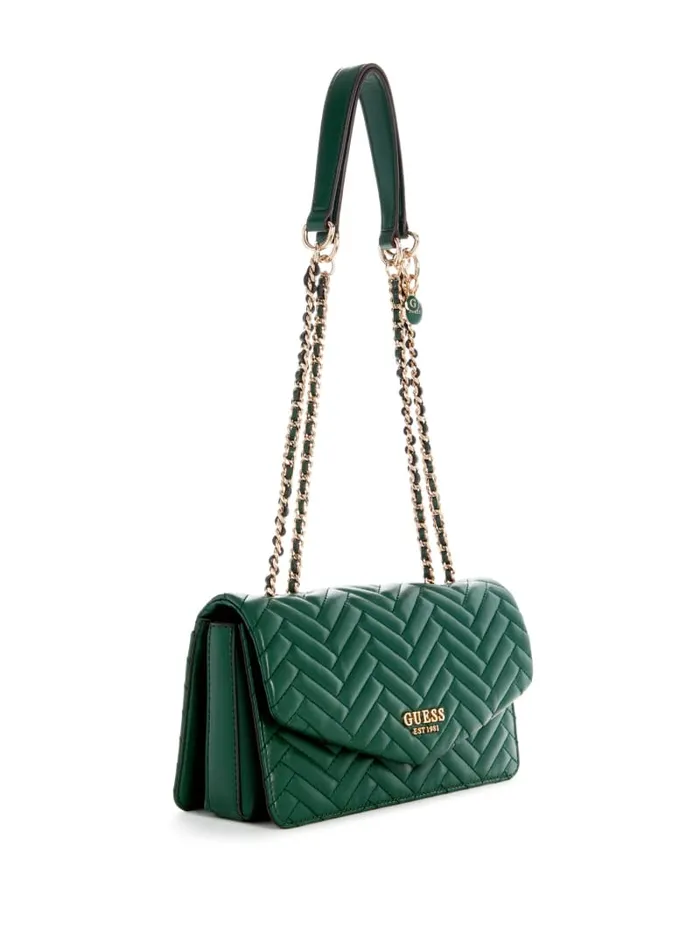 GUESS Handbags Anning Woven Convertible Crossbody Green 8211 Women