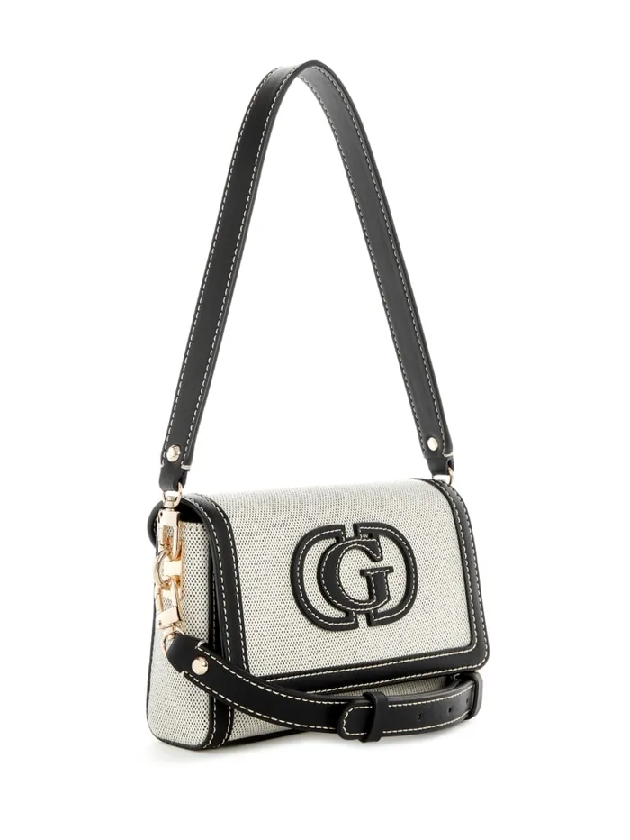 GUESS Handbags Sebina Canvas FoldOver Shoulder Bag Black 8211 Women