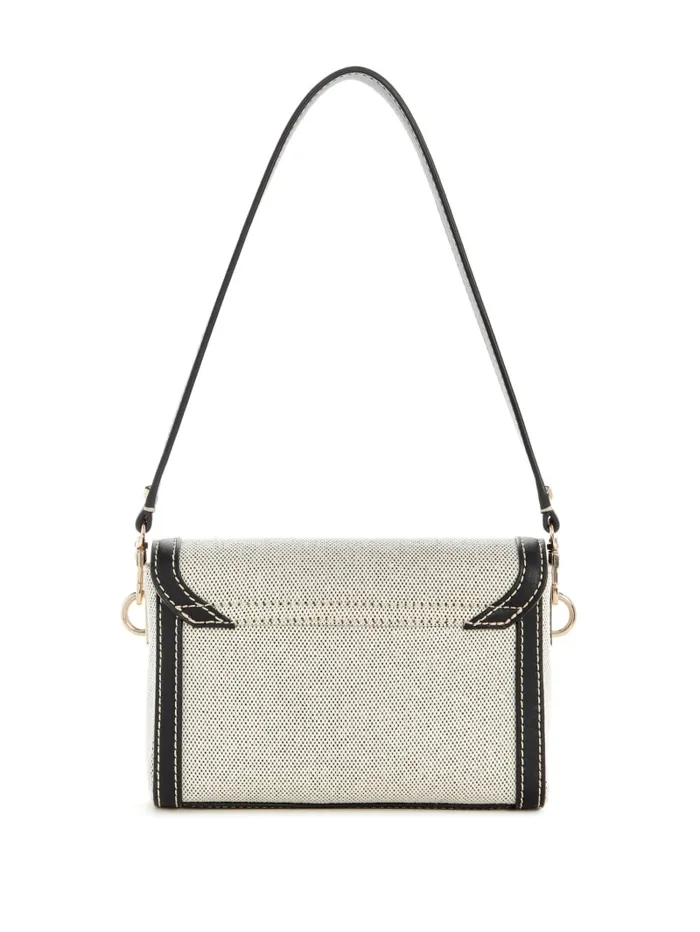 GUESS Handbags Sebina Canvas FoldOver Shoulder Bag Black 8211 Women