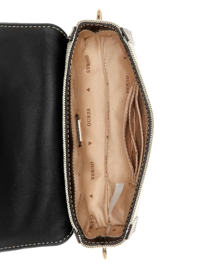 GUESS Handbags Sebina Canvas FoldOver Shoulder Bag Black 8211 Women