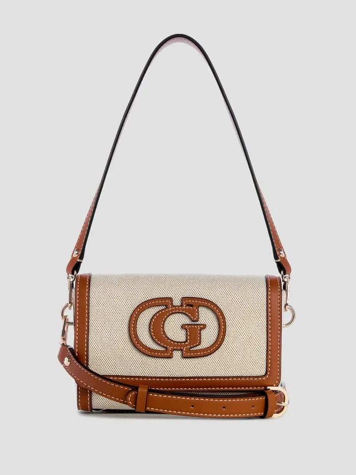 GUESS Handbags Sebina Canvas FoldOver Shoulder Bag Black 8211 Women