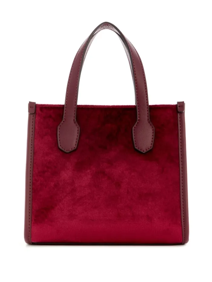 GUESS Handbags Silvana Velvet Mini Tote Blue 8211 Women