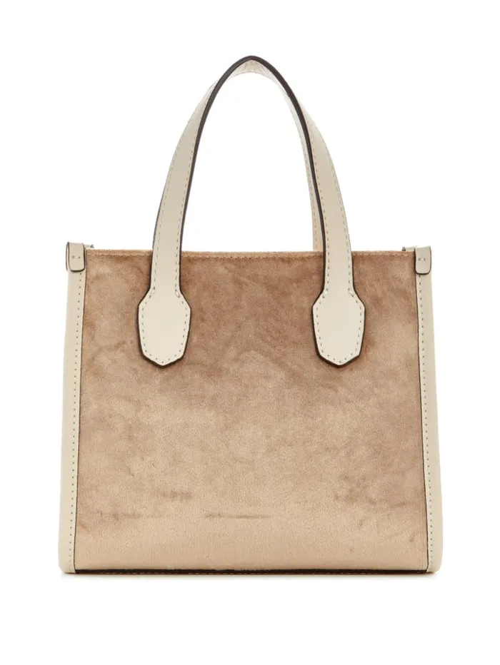GUESS Handbags Silvana Velvet Mini Tote Blue 8211 Women