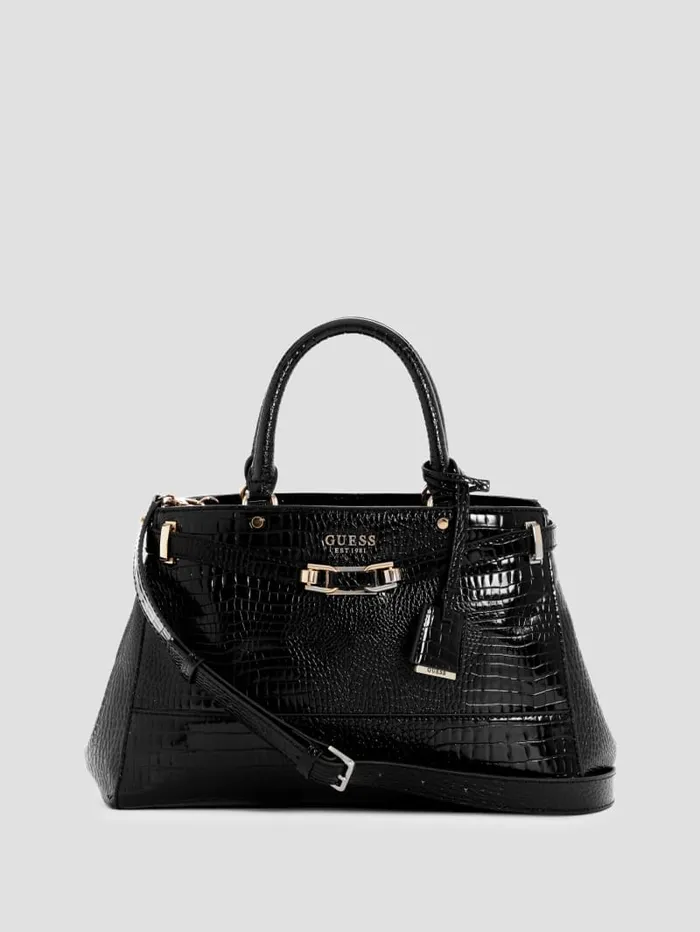 GUESS Handbags Silvye Luxury Satchel Black 8211 Women
