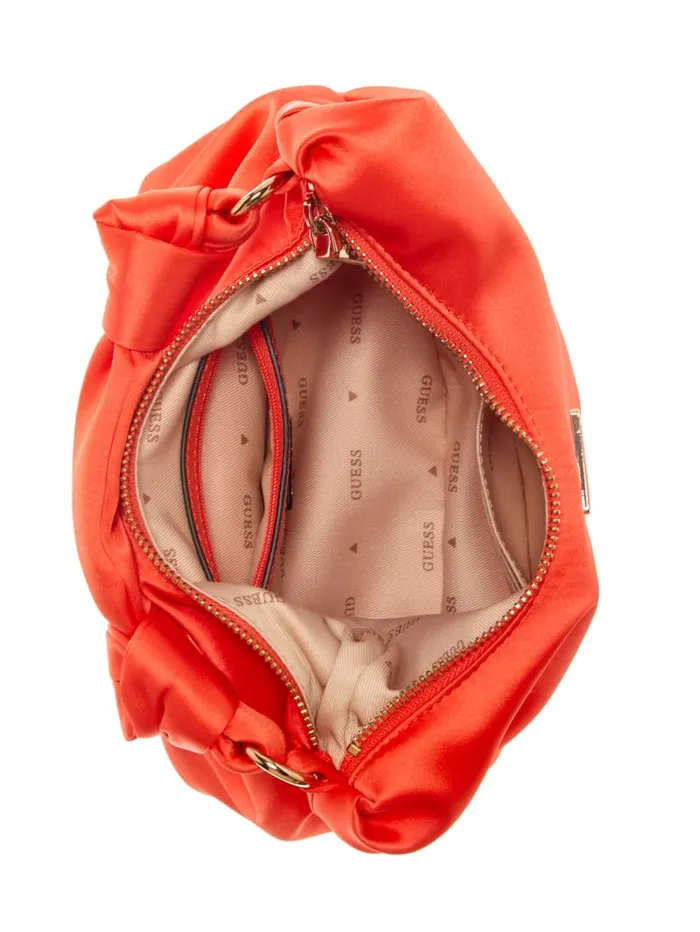 GUESS Handbags Velina Satin Hobo Bag Orange 8211 Women