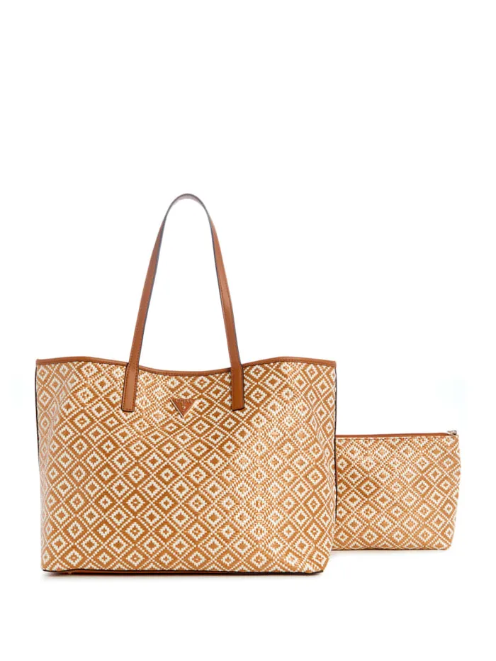 GUESS Handbags Vikky Straw Tote Set Brown 8211 Women