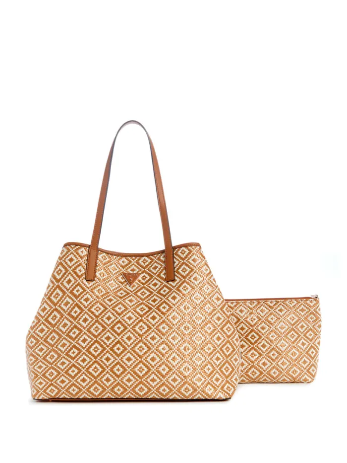 GUESS Handbags Vikky Straw Tote Set Brown 8211 Women