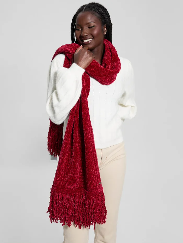 GUESS Hats and Scarves Eco Talia Chenille Scarf Red 8211 Women