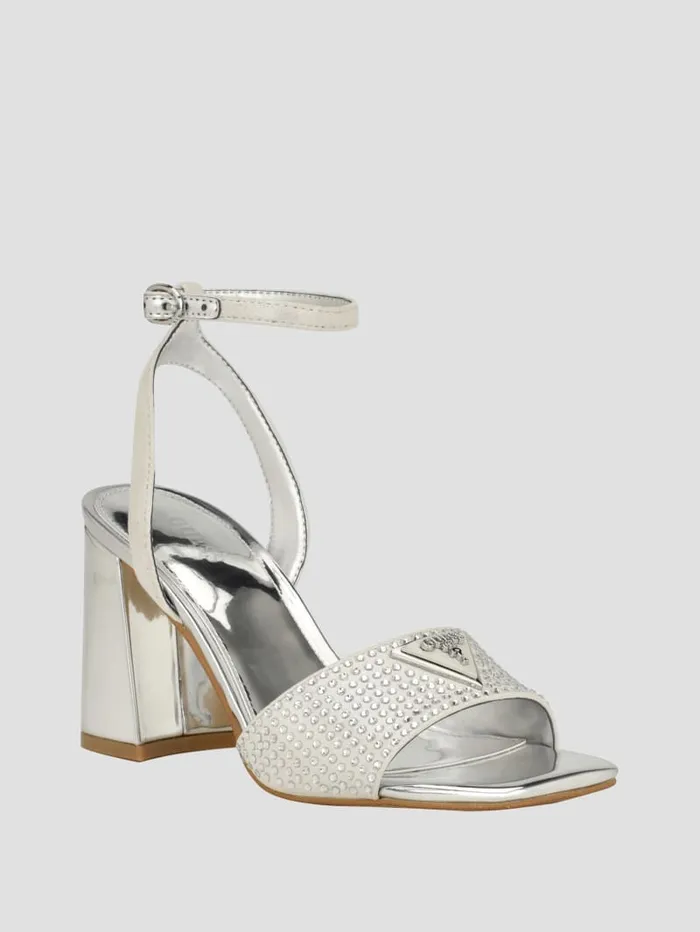 GUESS Heels Gelya Triangle Blocked Heels Silver 8211 Unisex