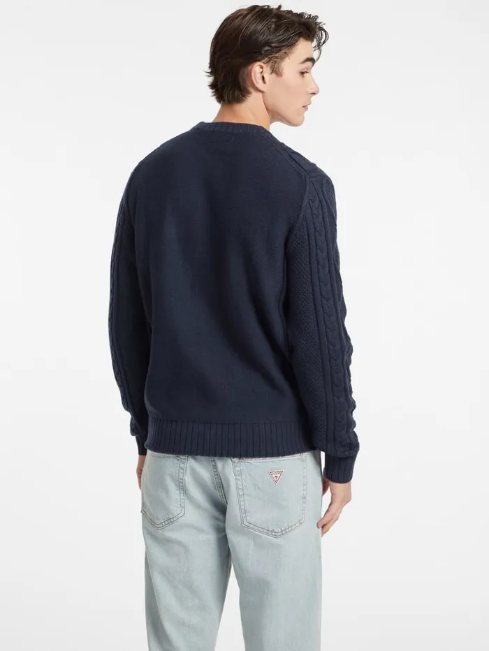 GUESS Hoodies and Sweaters CableKnit WoolBlend Sweater Gray 8211 Men