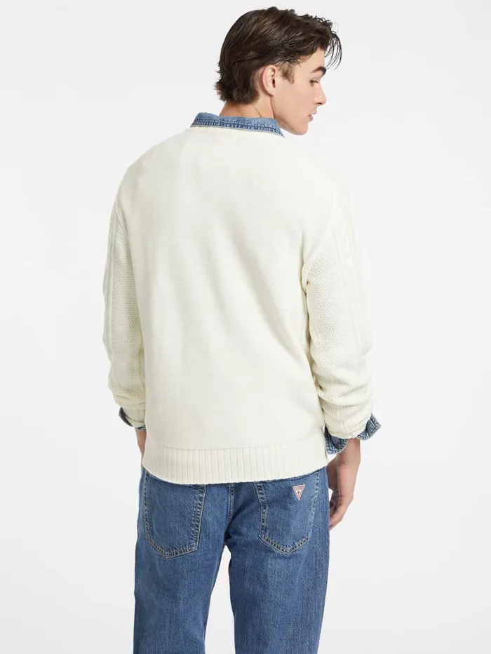 GUESS Hoodies and Sweaters CableKnit WoolBlend Sweater Gray 8211 Men