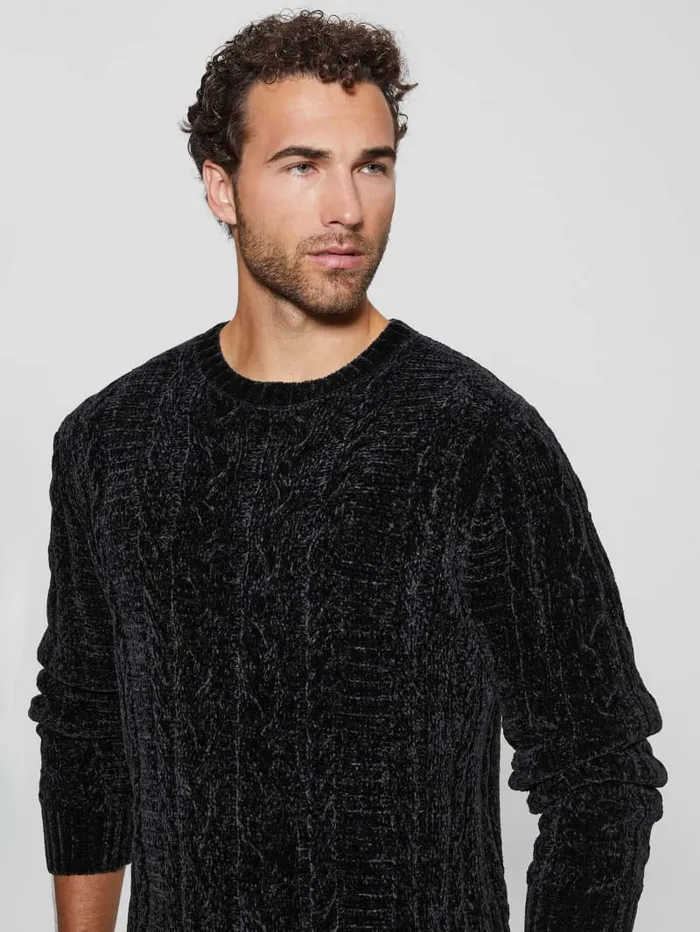 GUESS Hoodies and Sweaters Eco Egidio CableKnit Chenille Sweater Beige 8211 Men