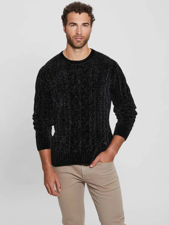 GUESS Hoodies and Sweaters Eco Egidio CableKnit Chenille Sweater Beige 8211 Men