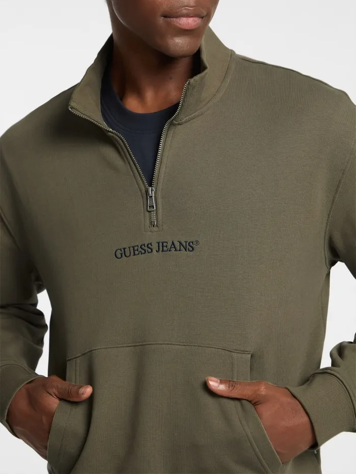 GUESS Hoodies and Sweaters Eco HalfZip Logo Sweater Green 8211 Men
