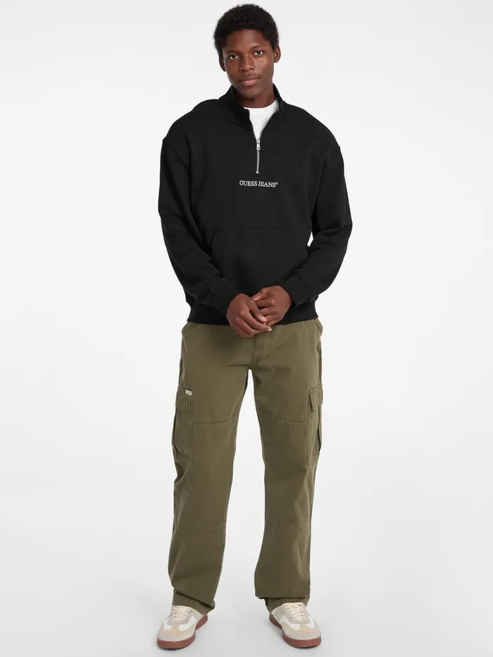 GUESS Hoodies and Sweaters Eco HalfZip Logo Sweater Green 8211 Men