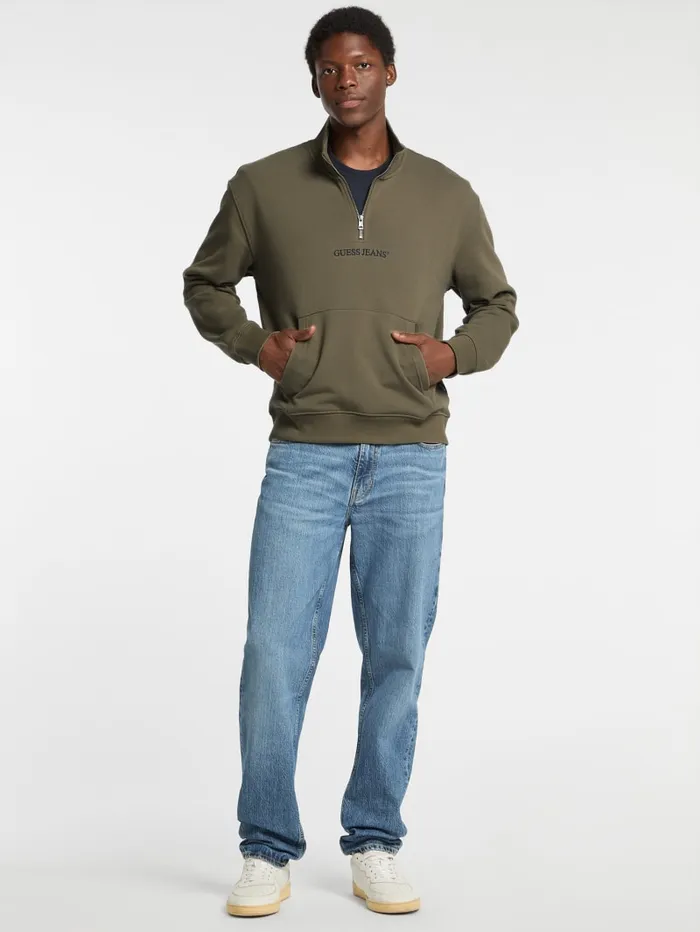 GUESS Hoodies and Sweaters Eco HalfZip Logo Sweater Green 8211 Men
