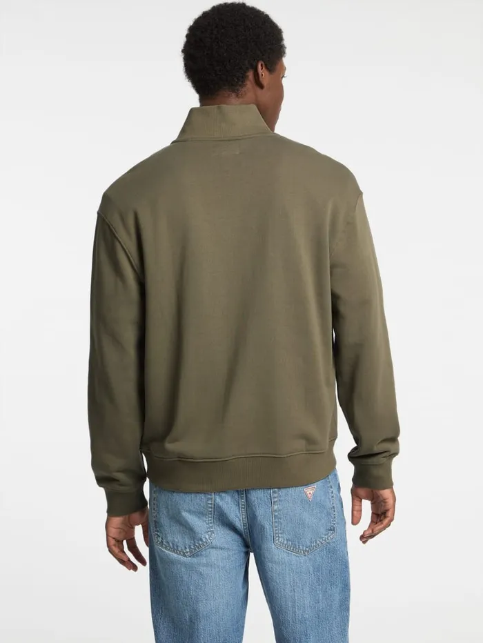 GUESS Hoodies and Sweaters Eco HalfZip Logo Sweater Green 8211 Men