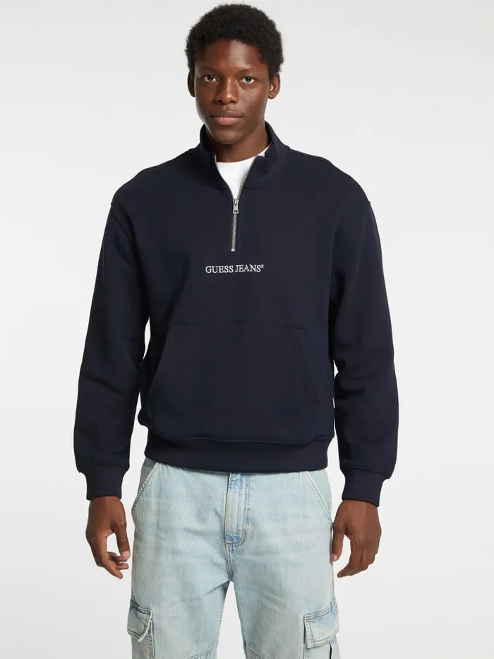 GUESS Hoodies and Sweaters Eco HalfZip Logo Sweater Green 8211 Men