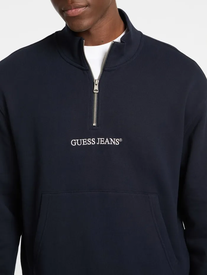 GUESS Hoodies and Sweaters Eco HalfZip Logo Sweater Green 8211 Men