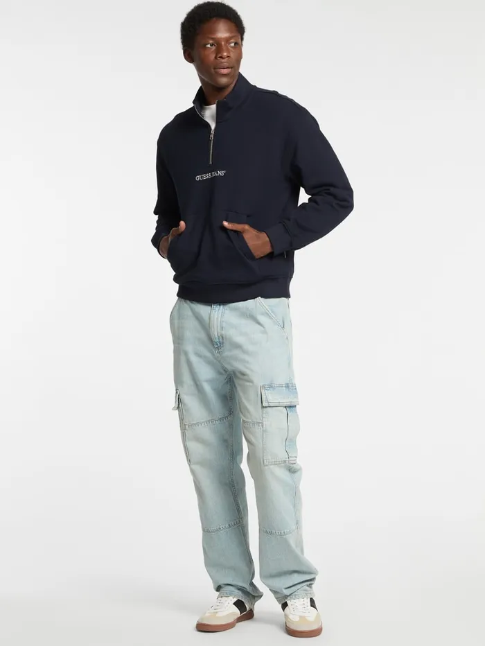 GUESS Hoodies and Sweaters Eco HalfZip Logo Sweater Green 8211 Men