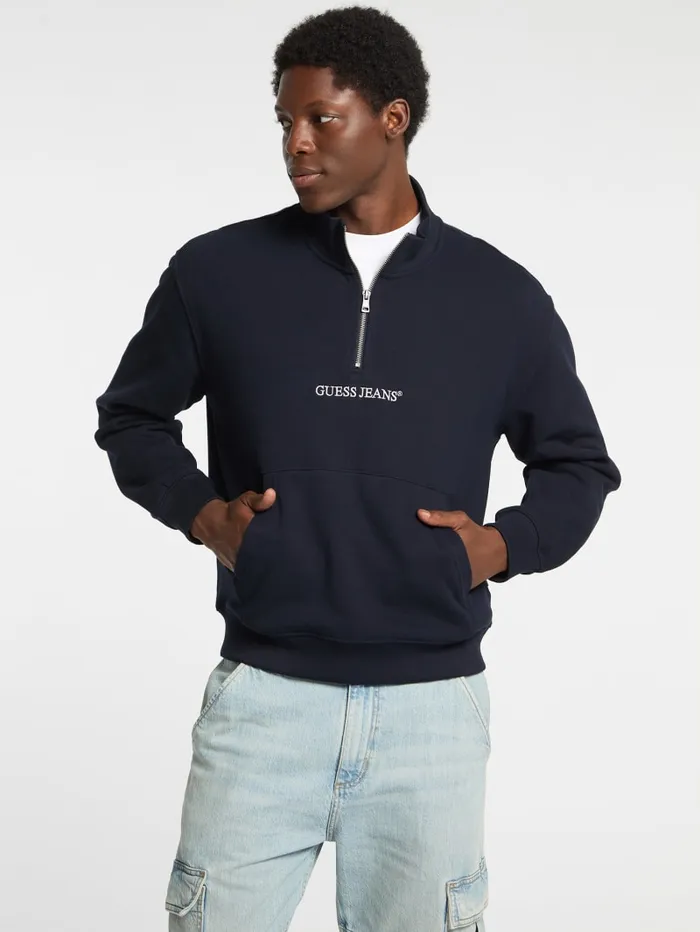 GUESS Hoodies and Sweaters Eco HalfZip Logo Sweater Green 8211 Men