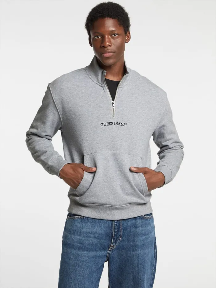 GUESS Hoodies and Sweaters Eco HalfZip Logo Sweater Green 8211 Men