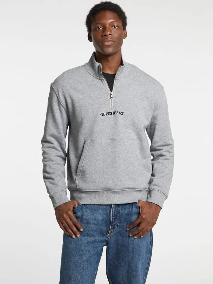 GUESS Hoodies and Sweaters Eco HalfZip Logo Sweater Green 8211 Men