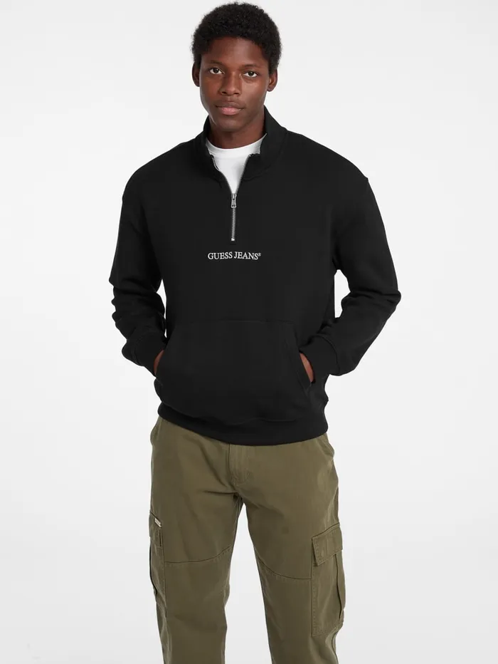 GUESS Hoodies and Sweaters Eco HalfZip Logo Sweater Green 8211 Men