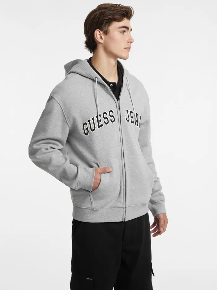 GUESS Hoodies and Sweaters Logo Patch ZipUp Hoodie Black 8211 Men
