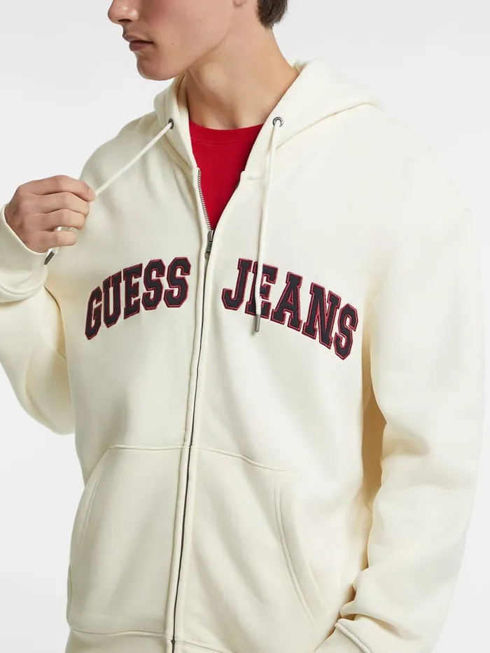 GUESS Hoodies and Sweaters Logo Patch ZipUp Hoodie Black 8211 Men