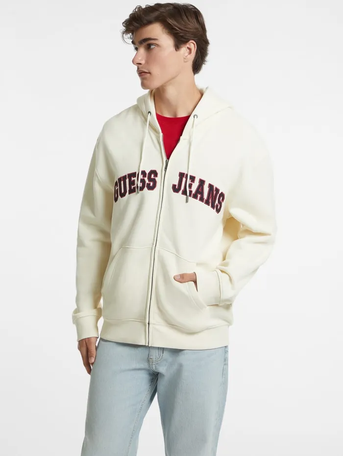 GUESS Hoodies and Sweaters Logo Patch ZipUp Hoodie Black 8211 Men