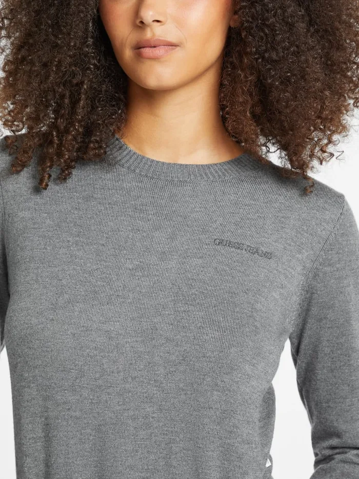 GUESS Hoodies and Sweaters Silk And WoolBlend Crew Logo Sweater Beige 8211 Women