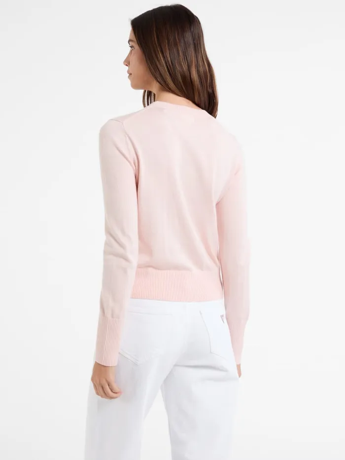 GUESS Hoodies and Sweaters Silk And WoolBlend Crew Logo Sweater Beige 8211 Women